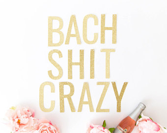 Bach Shit Crazy Banner - Glitter Bachelorette Party Banner, Bachelorette Party Decorations, Bachelorette Weekend